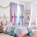 Colorful Rainbow Double Layer Room Darkening Curtains for Kids Bedroom