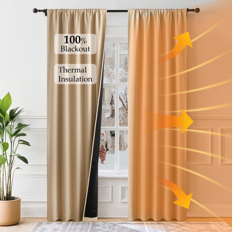 Blackout Thermal Insulated Curtain Panels Grommet 42x63 Greyish Green