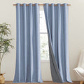 Blackout Linen Curtains 95 Inch Long - Noise Reducing Room Darkening Drapes