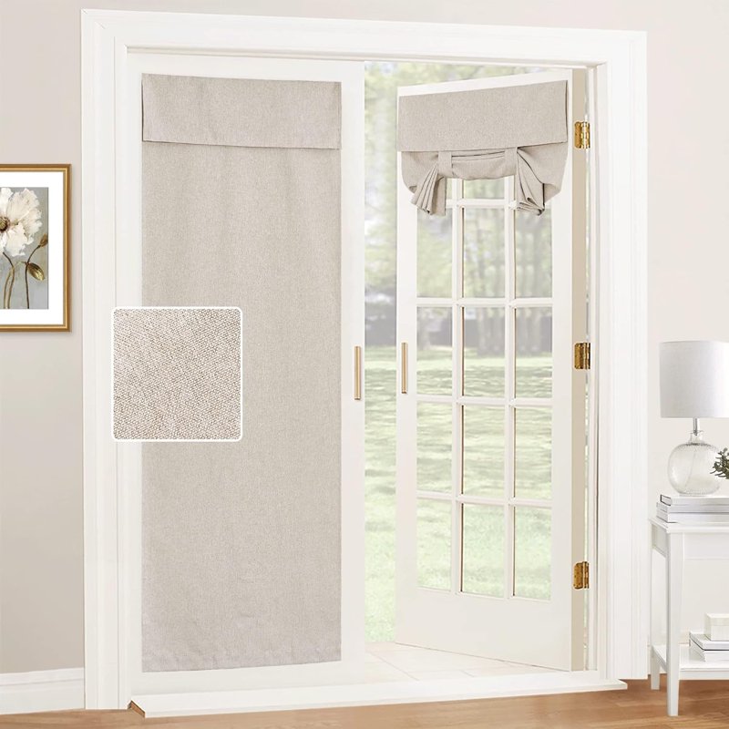 Natural Linen French Door Curtains with Privacy & Thermal Insulation - 1 Panel