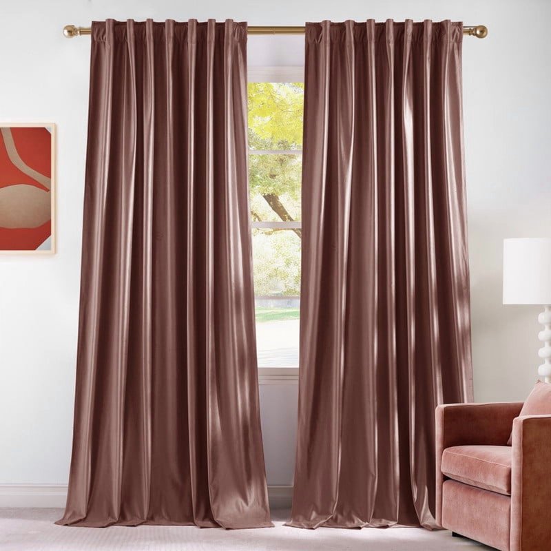 Velvet Blackout Curtains for Bedroom & Living Room - Thermal Insulated Room Darkening Window Treatments, Set of 2