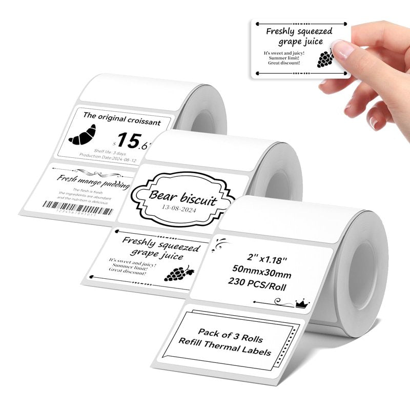 Label Tape Rolls for Thermal Label Makers 3-Pack, Waterproof & Tear-Resistant