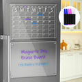 Magnetic Acrylic Dry Erase Calendar for Refrigerator - 16x12, Includes Markers