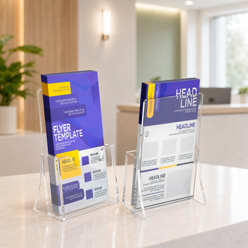 Acrylic Brochure Holder Set - Multiple Sizes for Flyers, Menus, Booklets