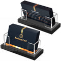 Acrylic Business Card Holder Set - Clear Desk Organizer for 60-80 Cards