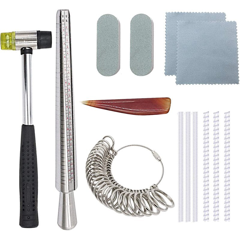 Jewelry Ring Sizer Set with Mandrel & Measuring Tools - US Size 0-13