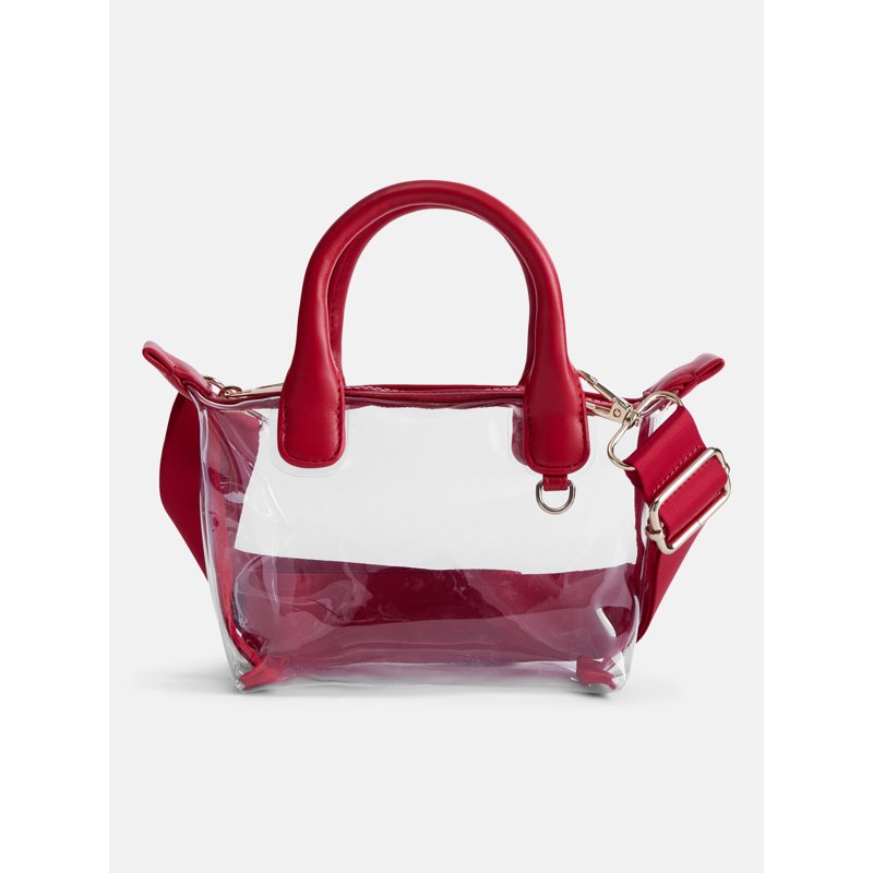 Women's Clear Mini Tote Bag with Top Handle and Crossbody Strap - Stadium-Friendly
