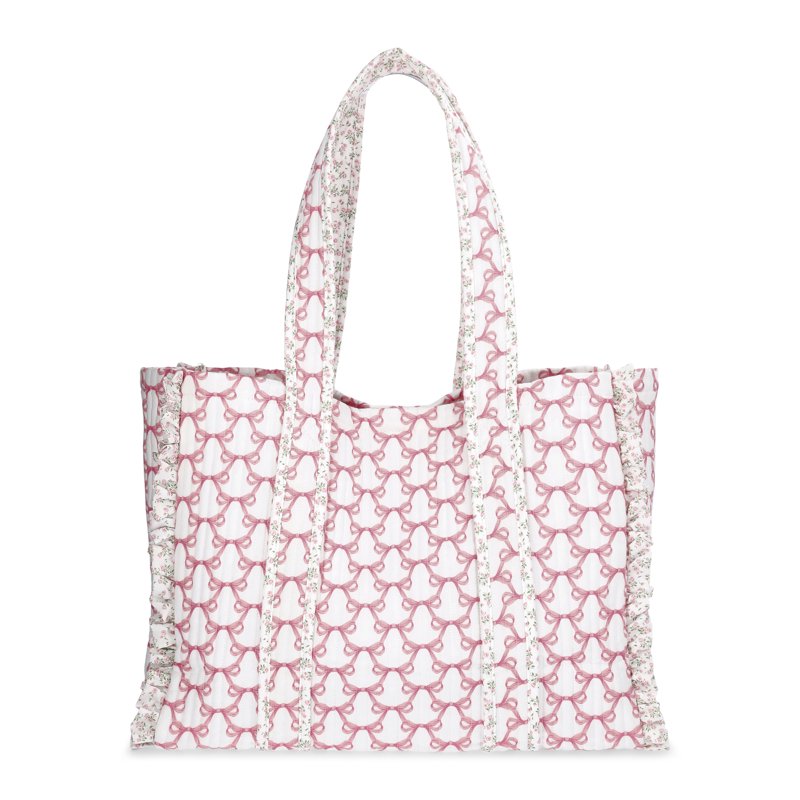 Women's Quilted Tote Bag with Floral Print - Spacious, Stylish & Durable