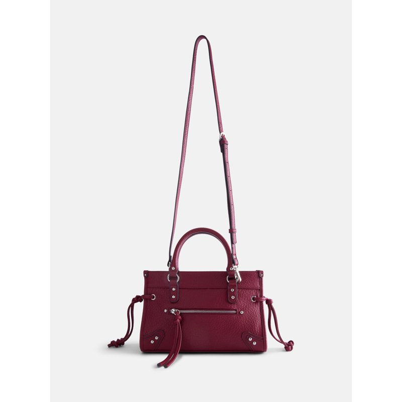 Women's Square Tote Bag with Adjustable Crossbody Strap, Red and Black