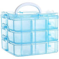 Stackable Craft Storage Box with 18 Compartments - Multi-Size Organizer for Art Supplies