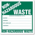 Non-Hazardous Waste Vinyl Labels 6x6 Inches Pack of 100