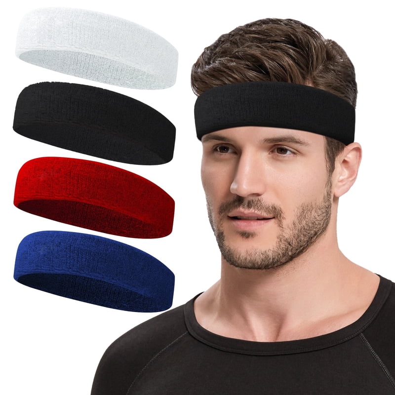 Moisture-Wicking Wide Headbands for Men and Women - Pack of 4
