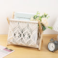 Bohemian Macrame Magazine Rack - Foldable Stand for Living Room Storage