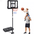 Portable Basketball Hoop with Adjustable Height & Stable Dual Rear Base - Family Size, Rollable Wheels