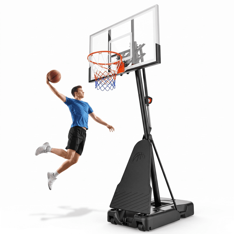 54-Inch In-Ground Adjustable Basketball Hoop with Wheels - Outdoor Play