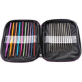 22-Piece Aluminum Crochet Hook Set with Colored & Silver Needles in Purple Case