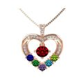 Birthstone Mother & Child Heart Necklace with Chain - 10k Rose Gold