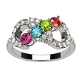 Mother's Infinity Ring with CZ Stones - Customizable Birthstone Family Jewelry