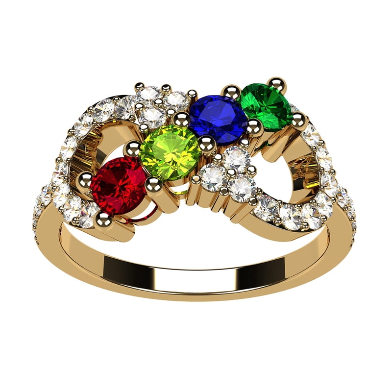 Mother's Infinity Ring with Cubic Zirconia - Personalized Birthstone Jewelry