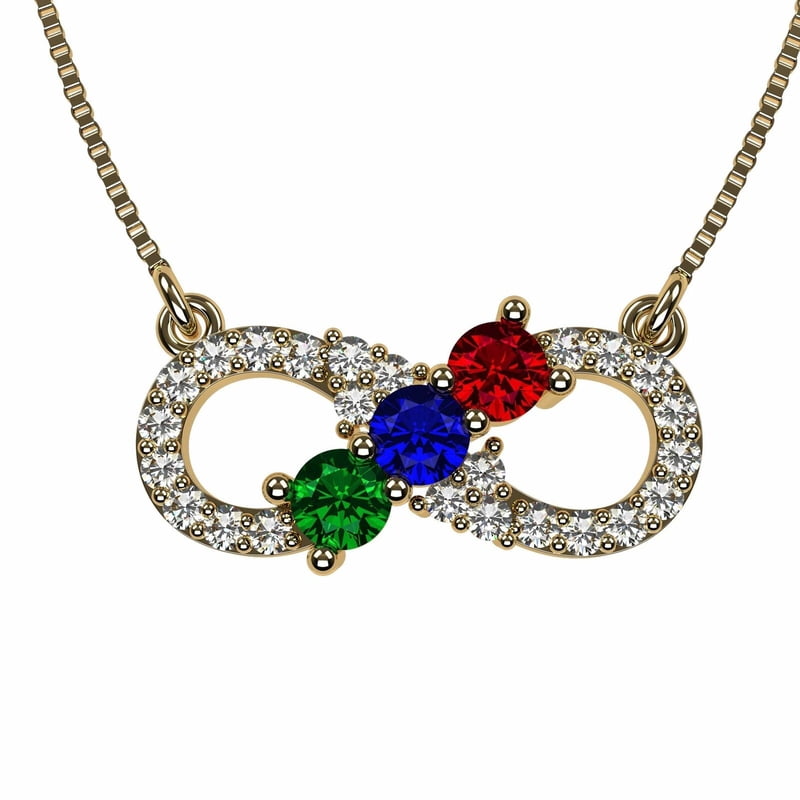 Personalized Infinity Birthstone Necklace for Women - 10K Gold & CZ Memorial Gift