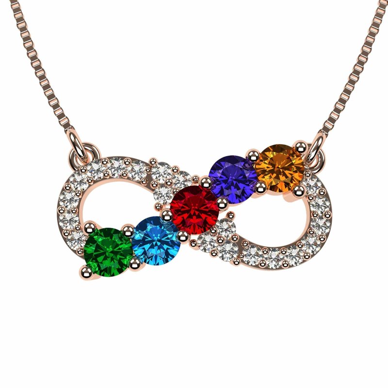 Personalized Infinity Birthstone Necklace for Women - 10k Rose Gold Plated Jewelry Gift