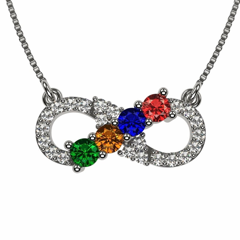 Personalized Infinity Birthstone Necklace for Mom - 10K Gold & CZ Stones