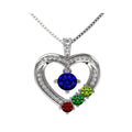 Personalized Mother & Child Heart Necklace with Birthstones and Chain