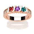 Personalized Multi-Stone S Bar Ring for Women - Mother's Day Gift, 10k Gold