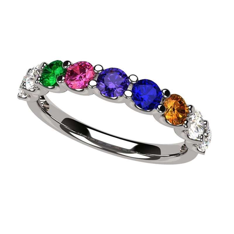Personalized Family Birthstone Ring - 10K Gold or Silver Custom Mothers Ring