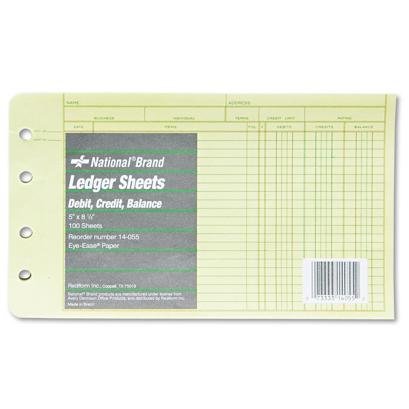 Extra Sheets for Four-Ring Ledger Binder 5x8.5 Inches, 100 Pack