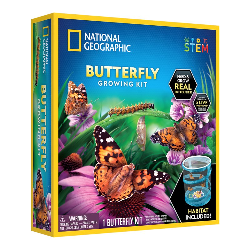 Butterfly Growing Kit with Reusable Habitat & Caterpillar Voucher for Kids 4+