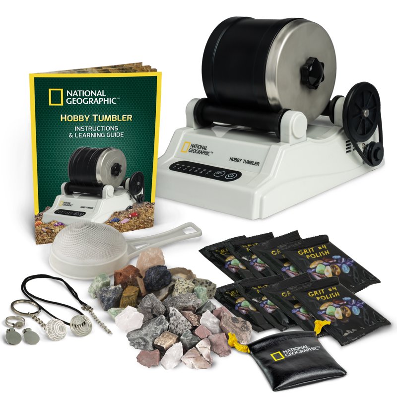 Rock Tumbler Kit with Gemstones and Jewelry Making for Kids - Educational STEM Toy