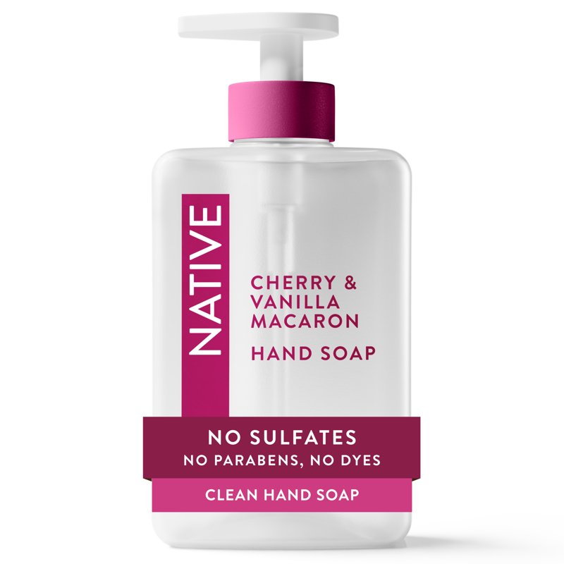 Natural Liquid Hand Soap - Non-Drying, Sulfate-Free Cherry & Vanilla Macaron Scent