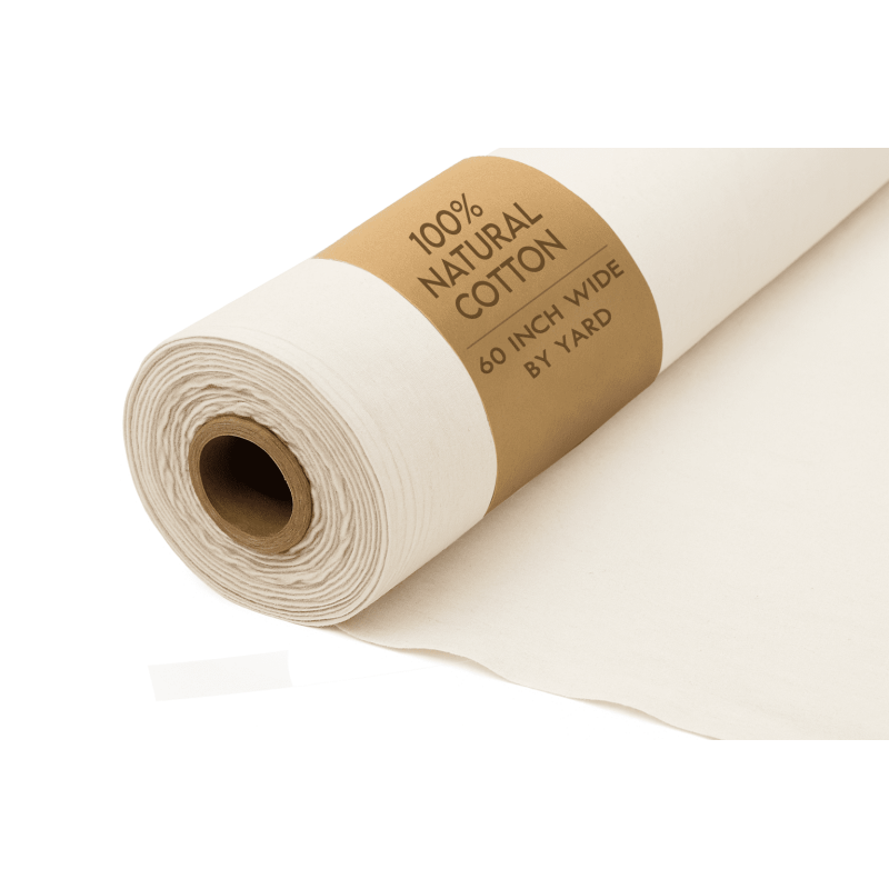 Unbleached Cotton Muslin Fabric by the Yard - 60 Inch Wide for Sewing & Crafts