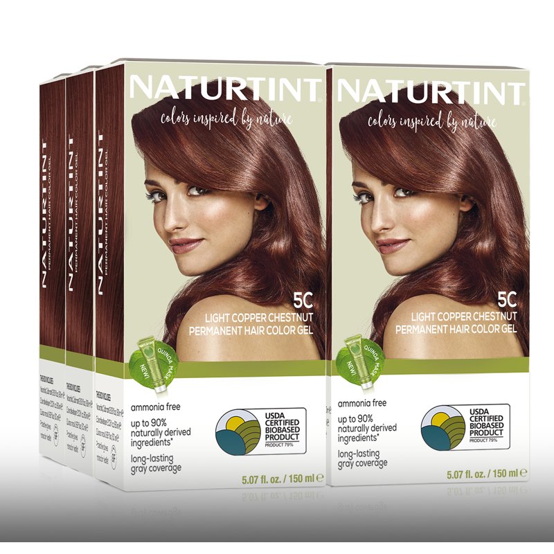 Natural Permanent Hair Color Kit - 6 Pack Light Copper Chestnut & More