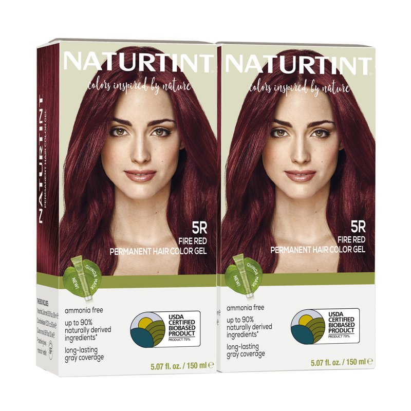 Natural Hair Color Kit 5R Fire Red Permanent Hair Dye - 2 Pack