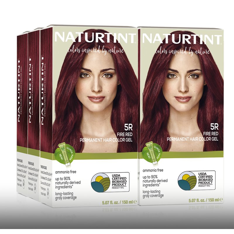Natural Permanent Hair Color - Vibrant Red Shade, Pack of 6