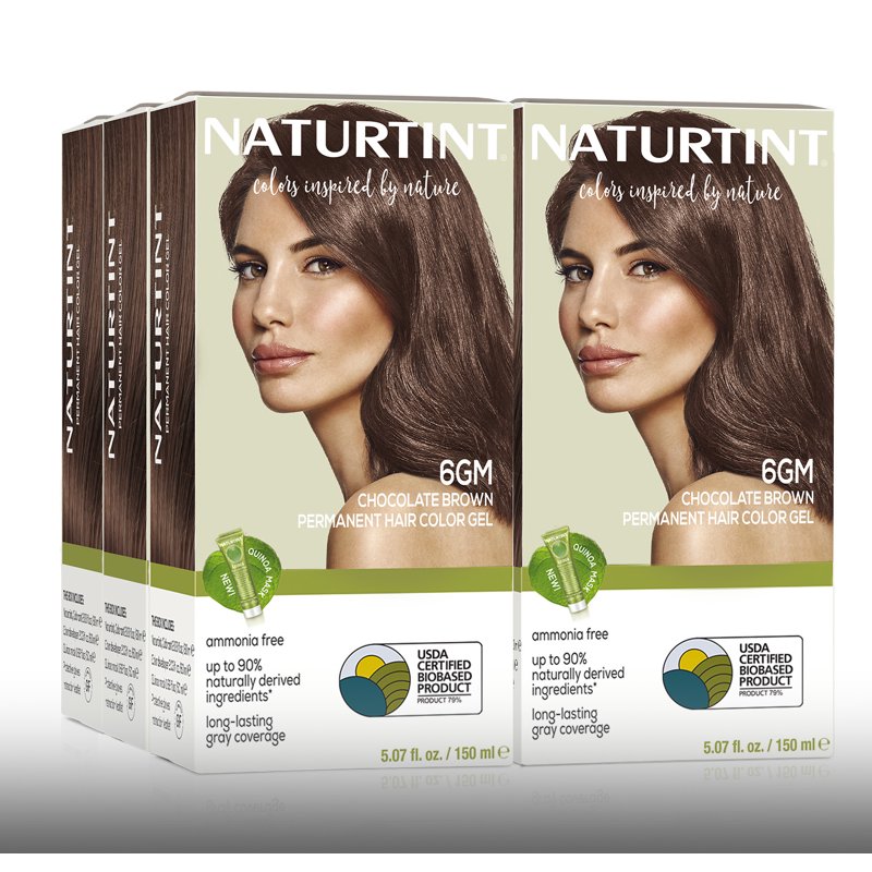 Natural Permanent Hair Color - Chocolate Brown, Vegan & Gentle, 6 Pack