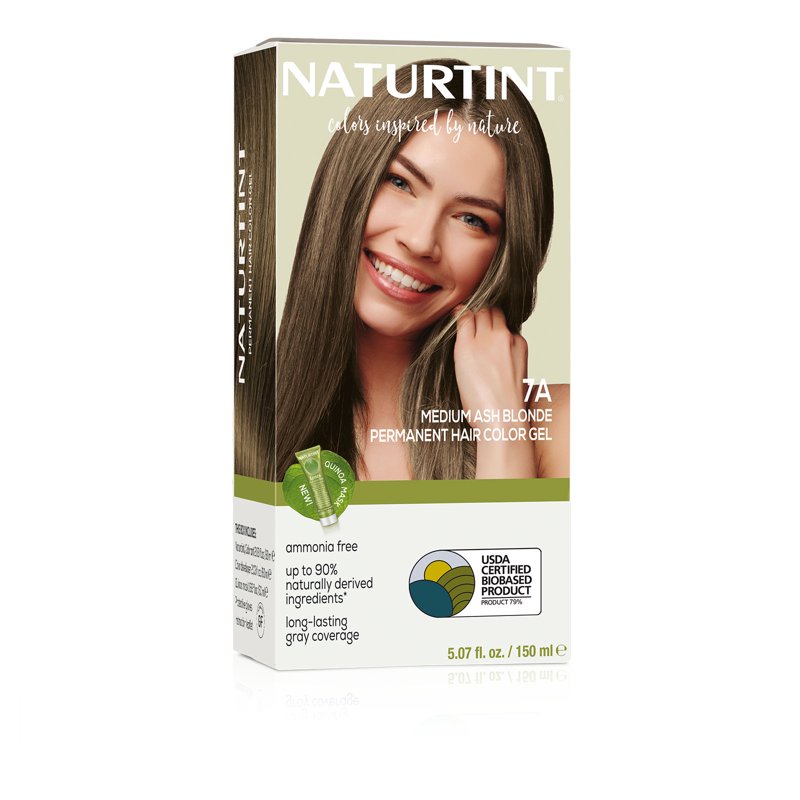Natural Hair Color Permanent Hair Dye - 7A Medium Ash Blonde, Vegan & Nourishing