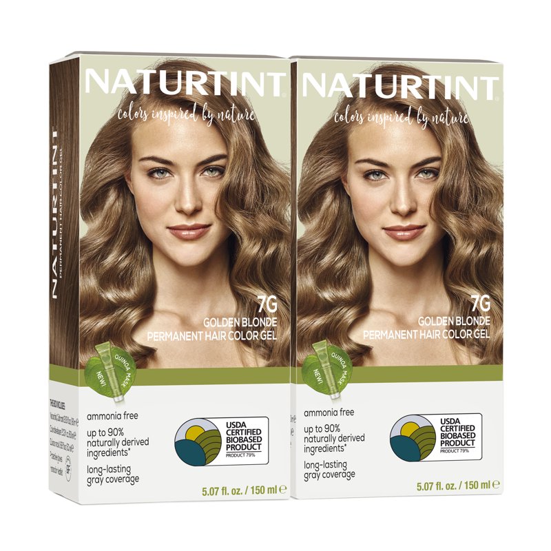 Natural Hair Color Kit - Permanent Blonde, Copper, Brown Shades, 2 Pack