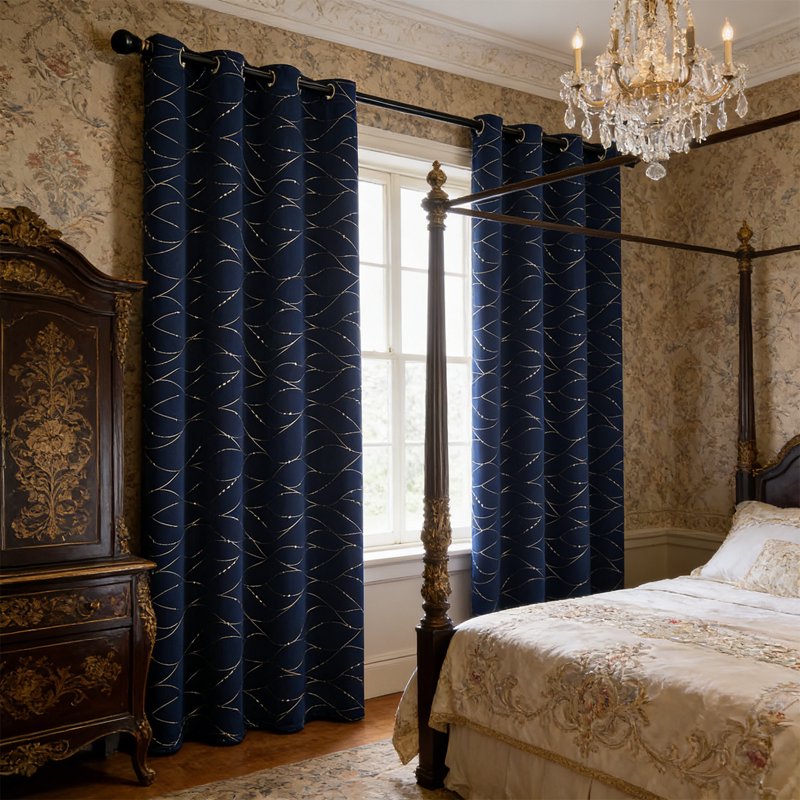 Navy Blue Blackout Curtains for Bedroom & Living Room - 84 Inch Grommet Room Darkening Drapes