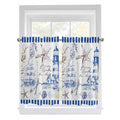 Navy Blue Coastal Tier Curtains - Light-Filtering Window Treatment for Bedroom & Bathroom
