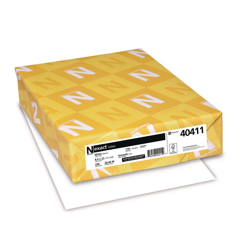 Index Cardstock White 8.5 x 11 Inches, 110 lb/199 GSM, Pack of 250 Sheets