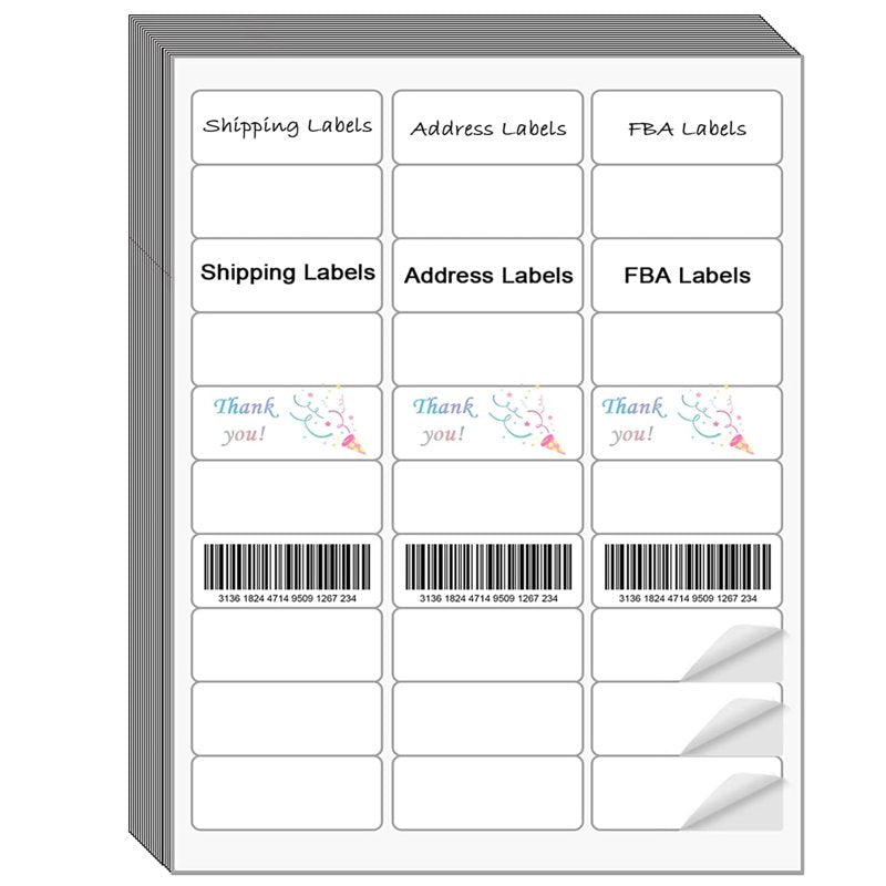 White Mailing Address Labels for Laser & Inkjet Printers, Pack of 3000