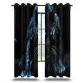 Neon Blue Eyes Black Panther Window Curtains - Blackout Drapes for Bedroom & Living Room