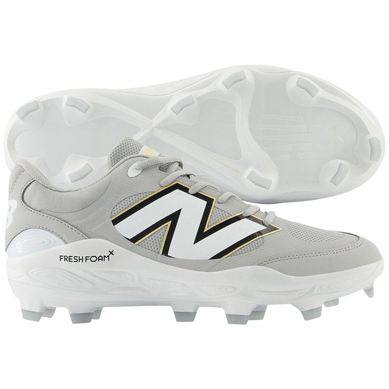 Men's Molded Baseball Cleats with Traction and Cushioning - Grey/White