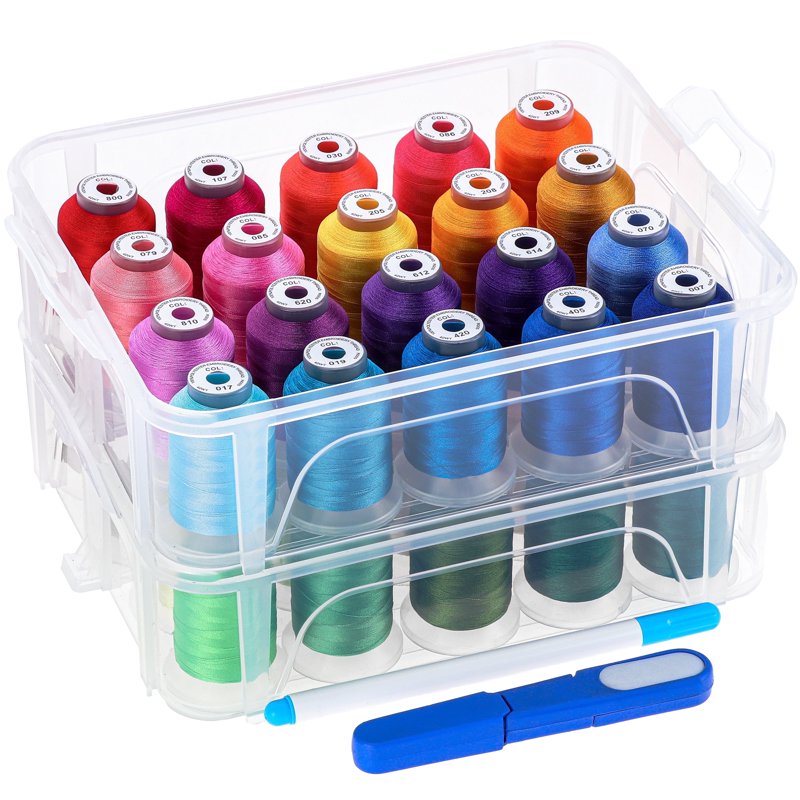 Embroidery Thread Set 40 Colors 500m Each with Storage Box for Sewing Machines