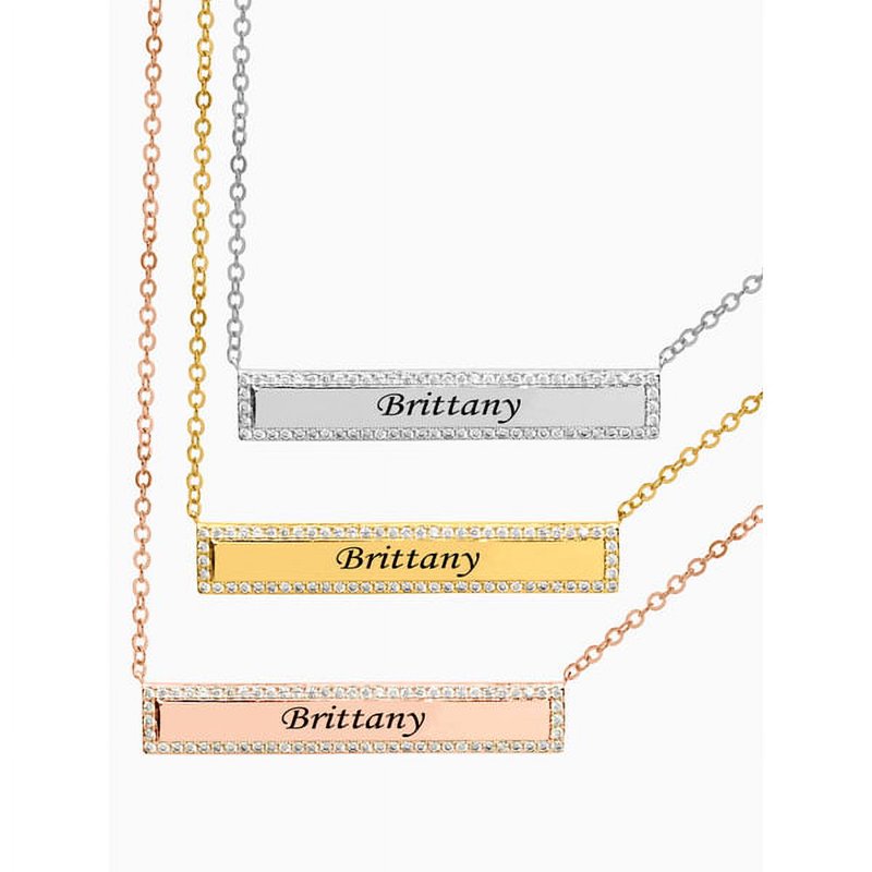Personalized Name Necklace with Cubic Zirconia Border - Custom Jewelry Gift