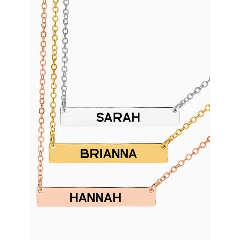 Personalized Brass Name Necklace - Custom Bar Pendant with 18 Inch Chain