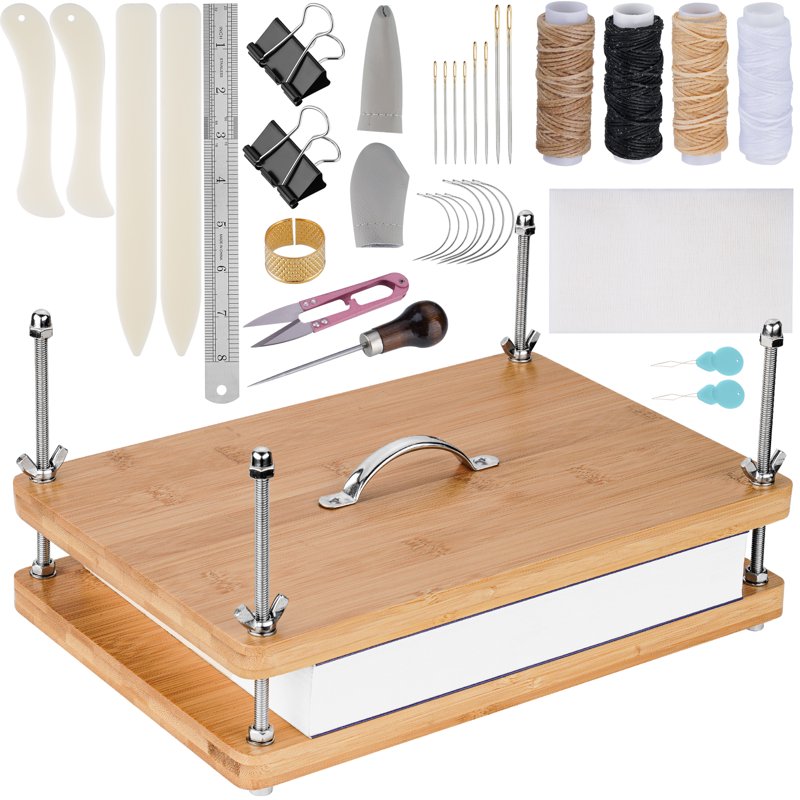 Book Press Binding Kit for Notebooks & Document Repair - Bamboo Tool Set with Handles